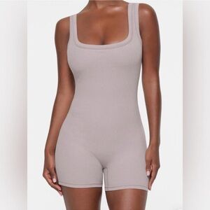 NWT SKIMS Cotton Ribbed Romper- Color Oyster - LIMITED Edition